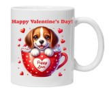 Cana alba personalizata &quot;Puppy in a cup- Happy Valentine&#039;s Day!&quot;, INOVATIX&reg;. 330ml, Oem