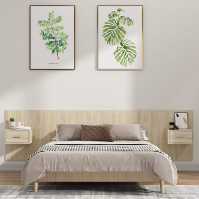 Tablie de pat cu dulapuri, stejar sonoma, lemn prelucrat GartenMobel Dekor foto