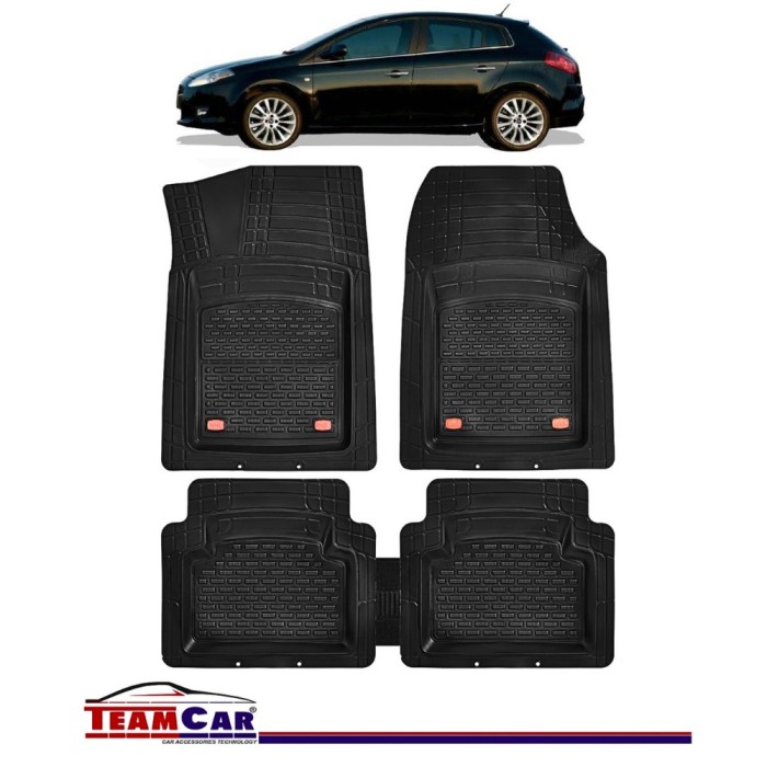 Covorașe Auto TeamCar&reg; Tip Tăviță Compatibile Fiat Bravo II (2007&ndash;2014) Negru Cauciuc Rezistent