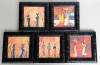 Set 5 tablouri cu rama sculptata - printuri offset arta africana tribala 19x19cm, Portrete