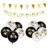 Set aniversar LOPOTIN, folie/ latex, negru/alb/auriu, 23 piese