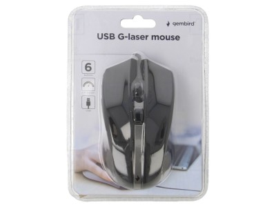 Mouse laser USB negru, 6 butoane foto