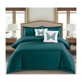 Cumpara ieftin Lenjerie de Pat Dublu Cu Elastic - 100% Bumbac Damasc 6 Piese- Verde Inchis- CPL36