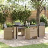 VidaXL Set de masă pentru grădină cu pernă 5 pcs Bej Rattan poli 3379966
