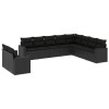 Set canapele de gradina cu perne, 10 piese, negru, poliratan