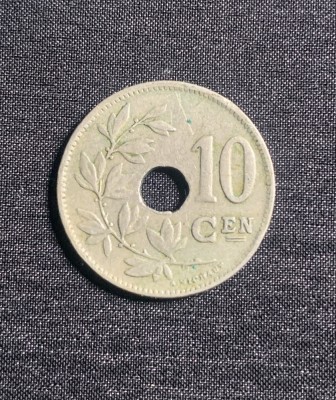Moneda 10 centimen 1925 Belgia foto