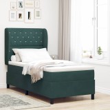 vidaXL Pat cu arcuri cu saltea Verde &icirc;nchis 100 x 200 cm Catifea 3340865