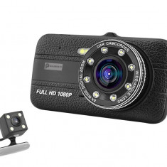 Camera Video Auto Novatek T800 Dubla 8 Led-uri Nightvision tip LED FullHD 12MPx si Display 4"