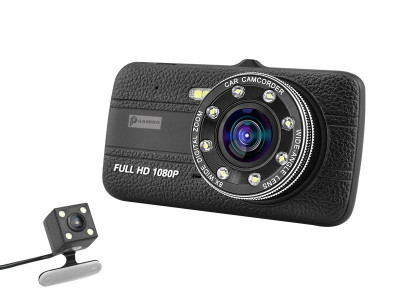 Camera Video Auto Novatek T800 Dubla 8 Led-uri Nightvision tip LED FullHD 12MPx si Display 4&amp;quot; foto