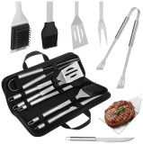 Set ustensile pentru gratar 6 piese din inox cu husa Kaminer