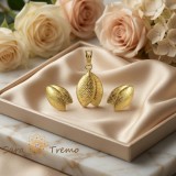 Cumpara ieftin Set Frunza Imperiala , Set bijuterii placat cu aur 14K cu motiv elegant