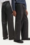 Rains pantaloni Cargo Rain Pants Wide W3 culoarea negru, lat, high waist, 18990-84