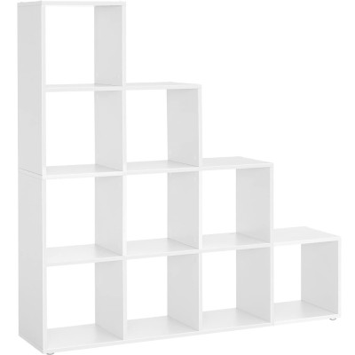 VASAGLE Biblioteca cu 10 compartimente, unitate de depozitare pentru decoratiuni, din lemn, 29x129x129cm, alb Household NewTrend foto