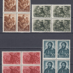 UNGARIA 1944 - 50 ANI DE LA MOARTEA LUI LAJOS KOSSUTH BLOCURI DE 4 TIMBRE MNH