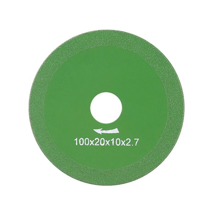 Disc diamantat pentru polizor unghiular, 100 x 20 x 10 mm, Marmura / Sticla / Tigla, Verde