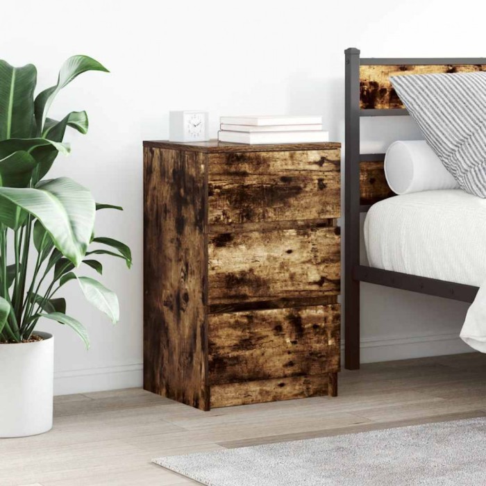 vidaXL Noptiere cu 3 sertare 2 buc Stejar afumat 39x35x65 cm
