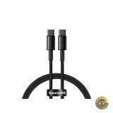 Cablu Date si Incarcare USB-C - USB-C Baseus Tungsten Gold 100W 1m Negru CATWJ-01