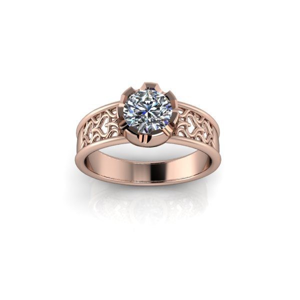 Inel de dama din aur roze 14K, piatra zirconiu - 46