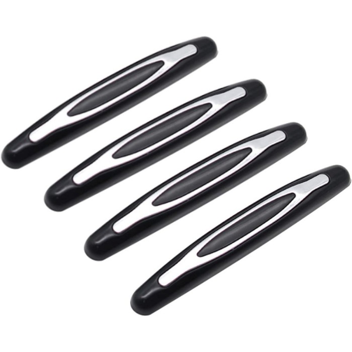 Set 4 autocolante de protectie pentru marginea usii masinii, LLWL, mnegru/Argintiu