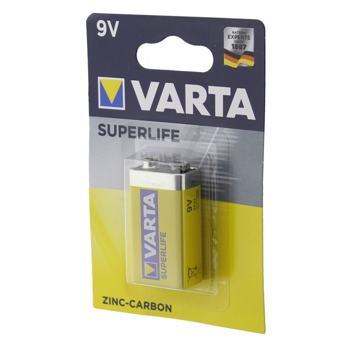 Baterie 9V, 6F22, zinc-carbon, Varta Superlife, L102777