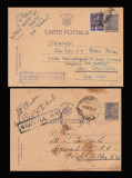1943-1944 Romania - 2 CP intreguri cu stampile de cenzura TURNU SEVERIN 15 / 20