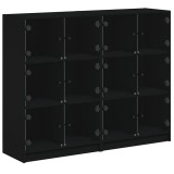 Cumpara ieftin Biblioteca cu usi, negru, 136x37x109 cm, lemn compozit