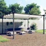 VidaXL Pavilion grădină, acoperiș retractabil, crem, 4x3 m