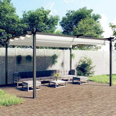 vidaXL Pavilion grădină, acoperiș retractabil, crem, 4x3 m foto