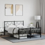 VidaXL Cadru pat metalic cu tăblie de cap/picioare, negru, 135x190 cm