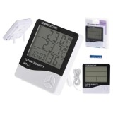 Ceas cu temometru, umiditate, hygrometru, 10 x 10 cm, alb