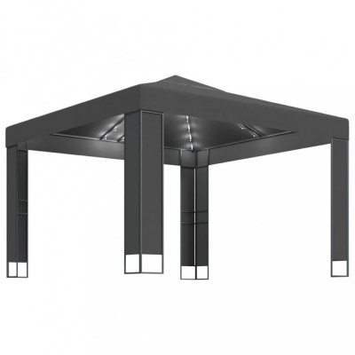 Pavilion cu acoperis dublu &amp;amp; lumini LED, antracit, 3x3 m foto