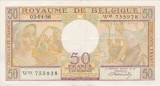Bancnota Belgia 50 franci 1956, 03-04-56, seria W05 755928
