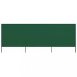 VidaXL Paravan anti-v&acirc;nt cu 3 panouri, verde, 400 x 80 cm, textil