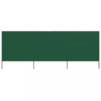 vidaXL Paravan anti-v&amp;acirc;nt cu 3 panouri, verde, 400 x 80 cm, textil foto