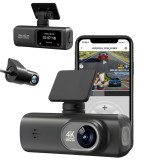 Cumpara ieftin Camera de bord DVR V22 QOVU&reg; 4K Fata 2K Interior / Spate, WiFi &amp; Aplicatie dedicata, Senzor coliziune, Camp vizual ultra-larg de 170&deg;, Camera de masin