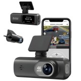 Camera de bord DVR V22 QOVU&reg; 4K Fata 2K Interior / Spate, WiFi &amp; Aplicatie dedicata, Senzor coliziune, Camp vizual ultra-larg de 170&deg;, Camera de masin