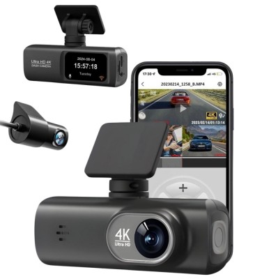 Camera de bord DVR V22 QOVU&amp;reg; 4K Fata 2K Interior / Spate, WiFi &amp;amp; Aplicatie dedicata, Senzor coliziune, Camp vizual ultra-larg de 170&amp;deg;, Camera de masin foto