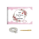 Set Album foto / GuestBook/ Scrapbooking pentru prima aniversare nunta/relatie, pagini negre, A4 landscape, 30 file, accesoriu nunta