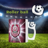 Cană cu minge fotbal&bdquo;Fotbal club CFR Cluj&rdquo;, v3, sport, fotbal, suporter, alba, 330 ml, Simple