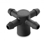 Cumpara ieftin Set 100 x Distribuitor din plastic pentru picurare cu 4 iesiri x 5 mm, NR-7650, negru