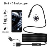 Camera endoscopica 3 in 1 micro usb tip c pc 3.5 metri