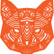Sticker decorativ, Mandala, Pisica, Portocaliu, 64 cm, 7423ST-2
