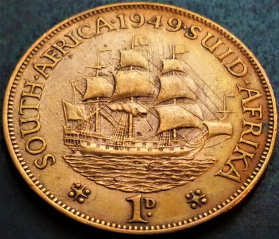 Moneda istorica 1 PENNY - AFRICA de SUD, anul 1949 *cod 4869 foto