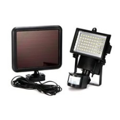 Proiector solar, senzor de mișcare, 60 LED-uri, aluminiu, negru, 11.5x7.5x15 cm
