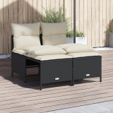 VidaXL Set mobilier de grădină cu perne, 4 piese, negru, poliratan 368371
