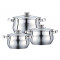 Set 3 cratite inox cu capac Peterhof PH-15775, fund 5 straturi