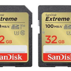Set 2 carduri de memorie SanDisk Extreme SDSDXVT-032G-GNCI2, SDHC, 32GB, UHS-I U3, Clasa 10
