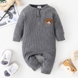 Salopeta gri pentru baietei - Teddy (Marime Disponibila: 6-9 luni (Marimea 19, Superbaby