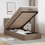 VidaXL Pat otoman cu saltea, cappucino, 90x190cm, piele ecologică 3311282