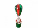 Cumpara ieftin Decoratiune suspendabila Balon Zburator si Mos Craciun din textil verde rosu &Oslash; 29 x 80 cm